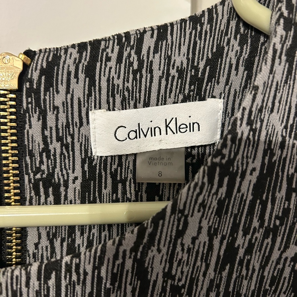 Calvin Klein Textured Black and Gray Midi Dress, black and white - Picture 4 of 4